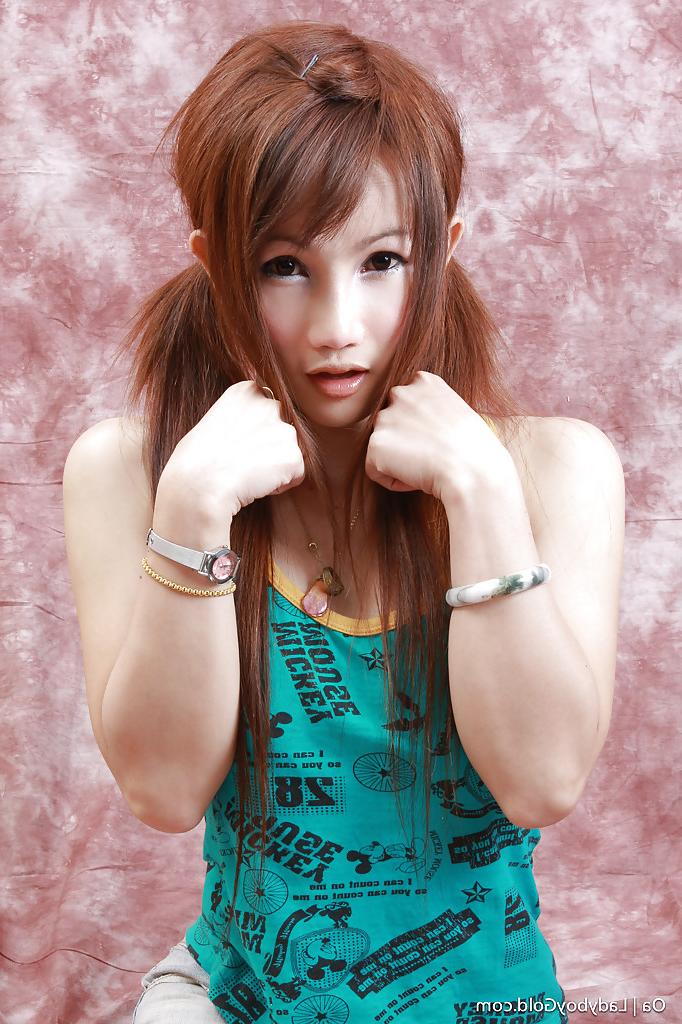 16P Innocent redheaded ladyboy Oa masturbating tiny cock after stripping naked