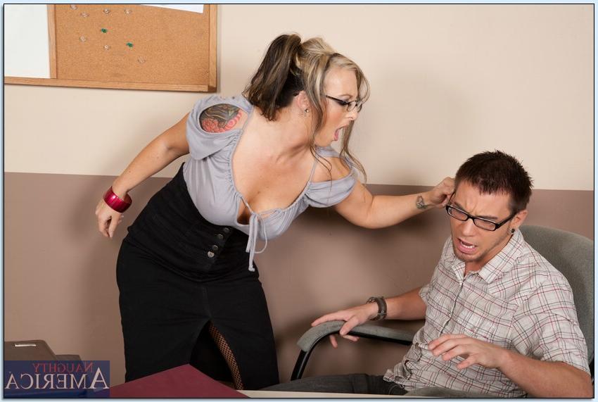 16P Strict teacher in glasses Shay Morgan takes cock in her mature pussy