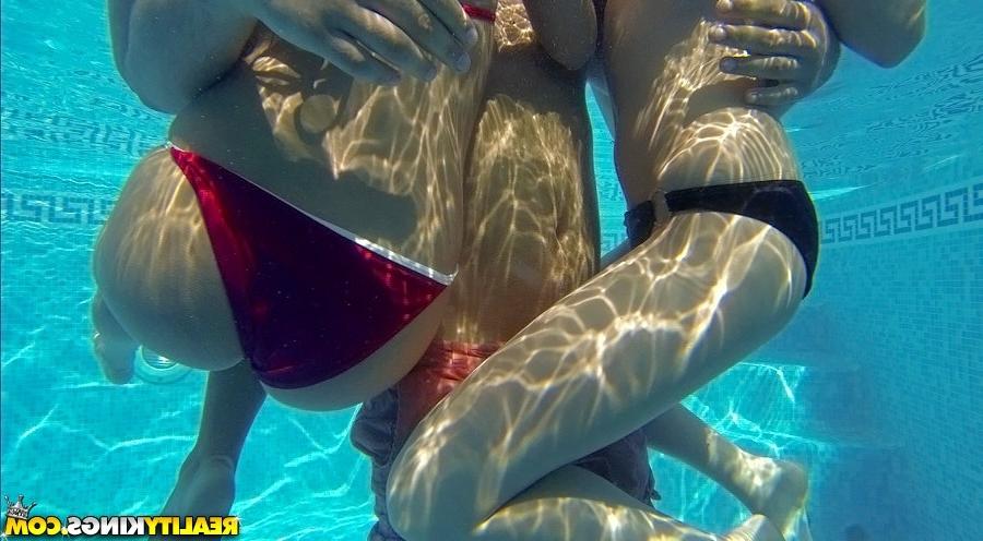 16P Seductive european sugars have some humping fun at the pool party