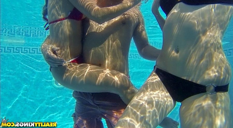 16P Seductive european sugars have some humping fun at the pool party