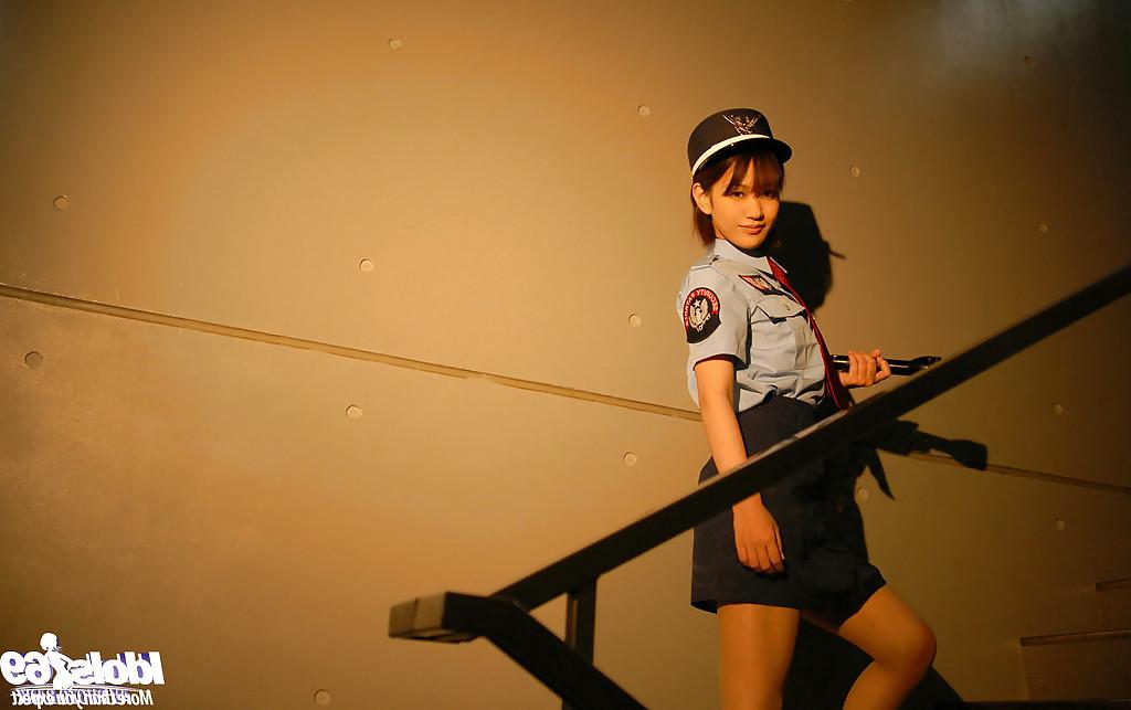 12P Petite asian girl in uniform slowly uncovering her fuckable curves