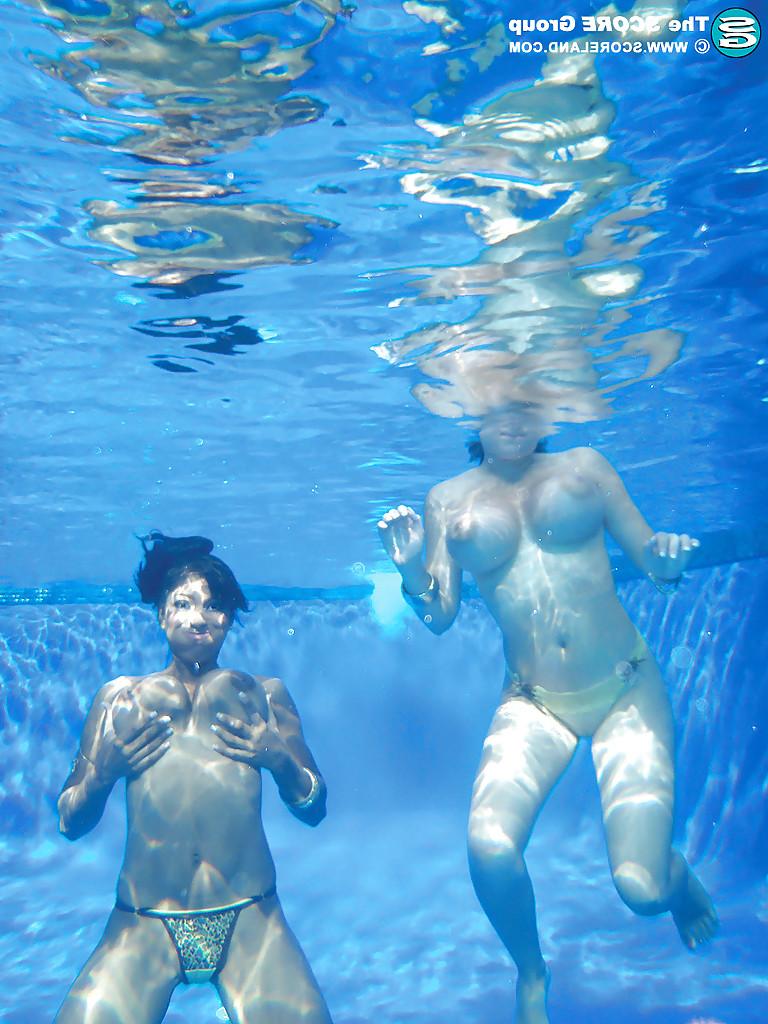 16P Underwater shots of big titted cuties and their lovely shaved snatches