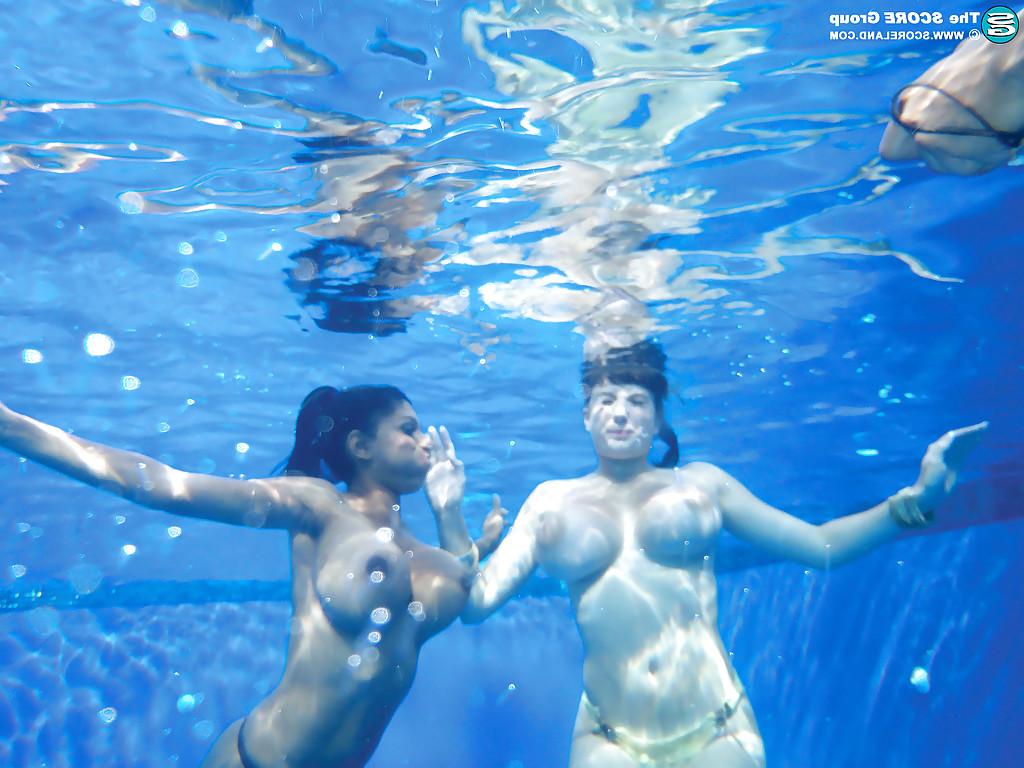 16P Underwater shots of big titted cuties and their lovely shaved snatches