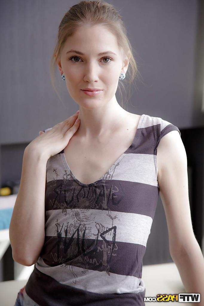 16P Tall blonde with small boobs Eva masturbating with no shame