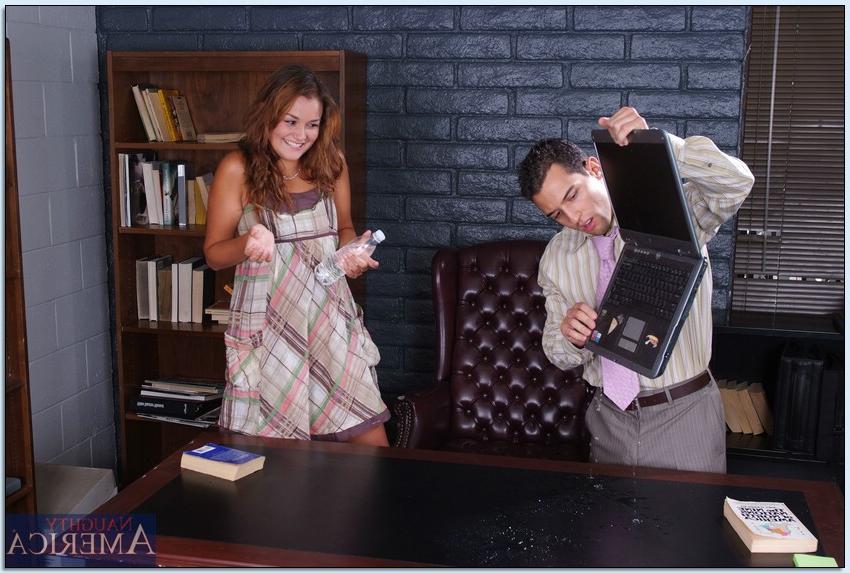 16P Naughty hottie Allie Haze punished with a hard dick in the office