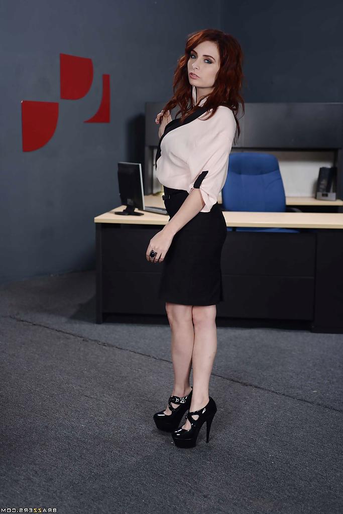 16P Awesome office babe with big tits Ashley undressing her cute body