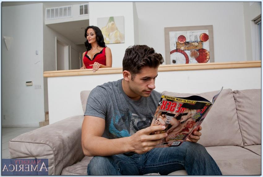 16P Busty brunette MILF in stockings Ava Addams seduces a younger man