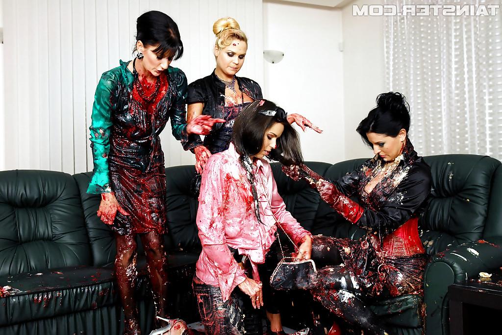16P Kinky european fetish ladies make some wild foodplay action