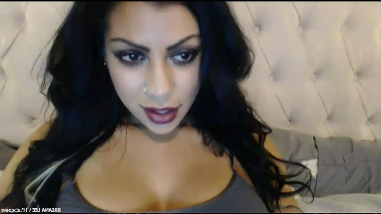 15P Busty brunette Briana Lee teases with her big tits and white panties