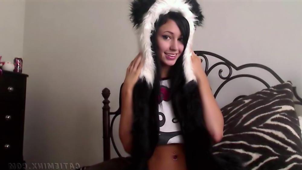 15P Freaky Catie Minx is a bad little panda bear finger banging herself to orgasm