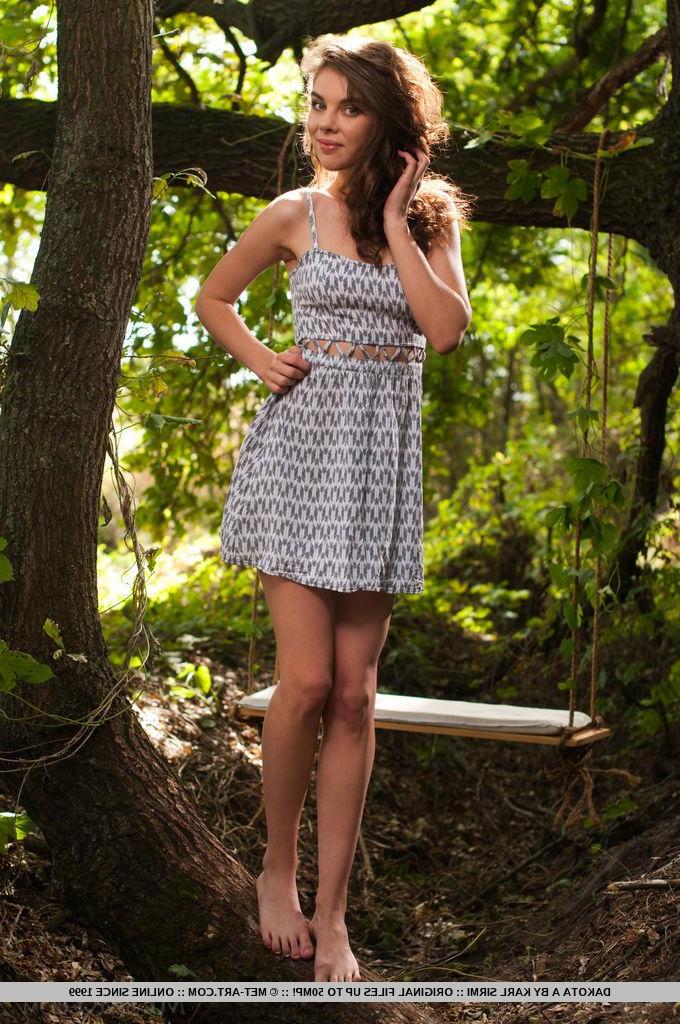 18P Brunette teen Dakota A gets naked for you outside in "Qulora"
