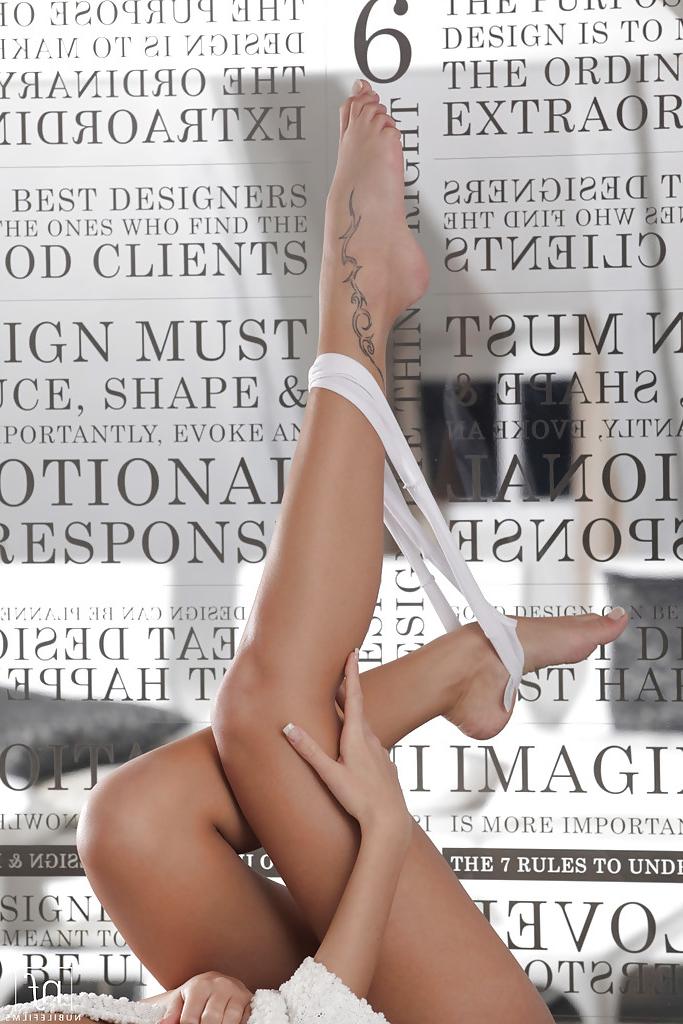 16P Hot European teen Gina Devine showing off great legs and bald twat