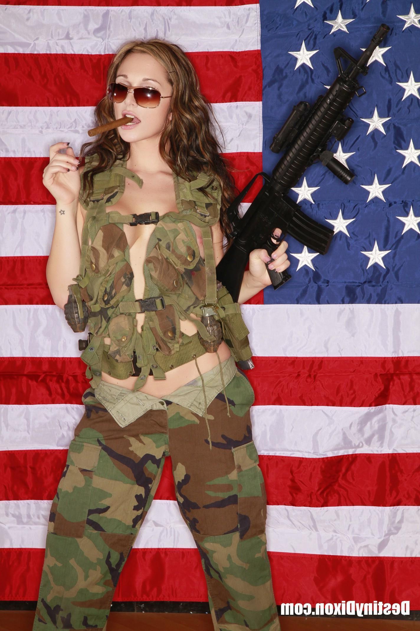15P Destiny dresses up as a sexy commando and gets ready to kick some ass