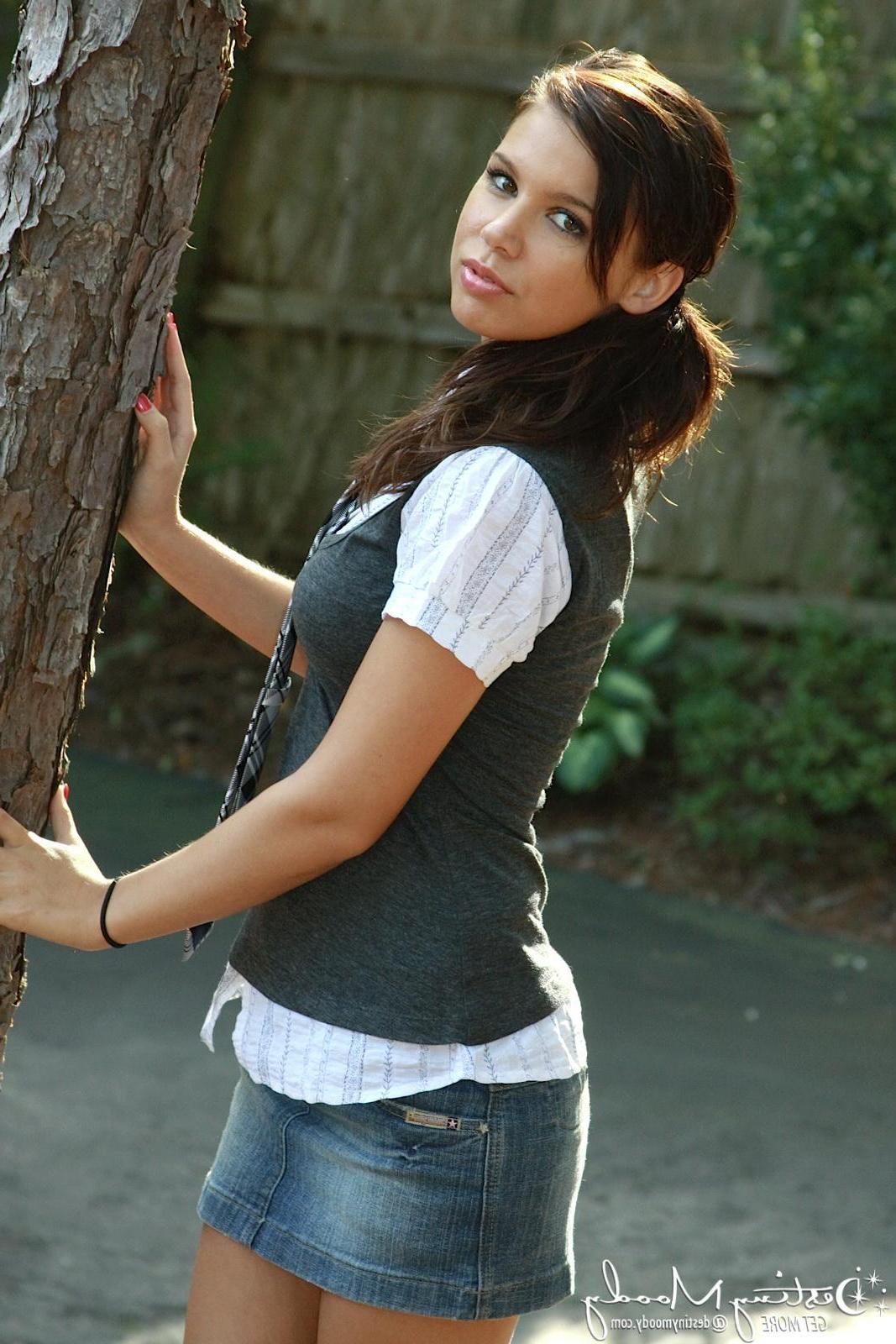 16P Destiny Moody looks so young and innocent in and out of her schoolgirl uniform