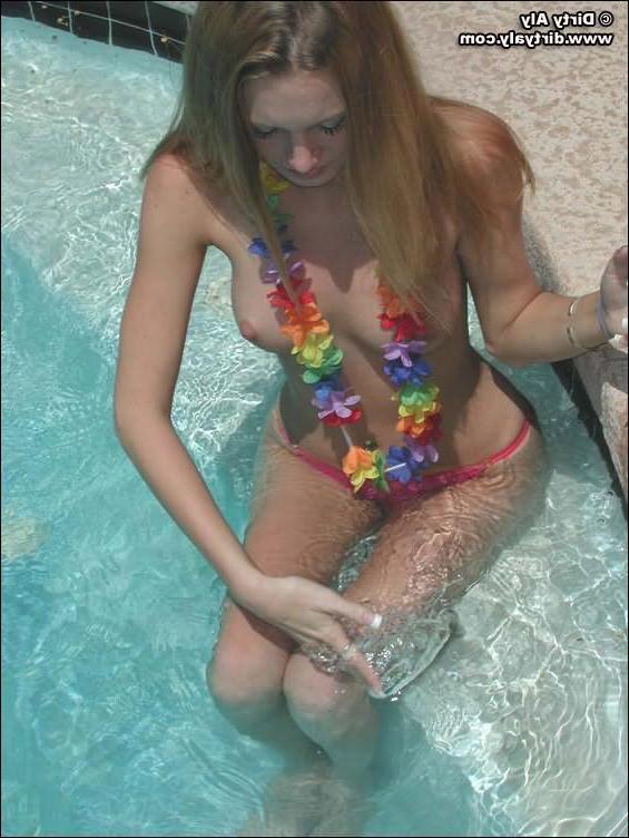 16P Aly naked in the pool