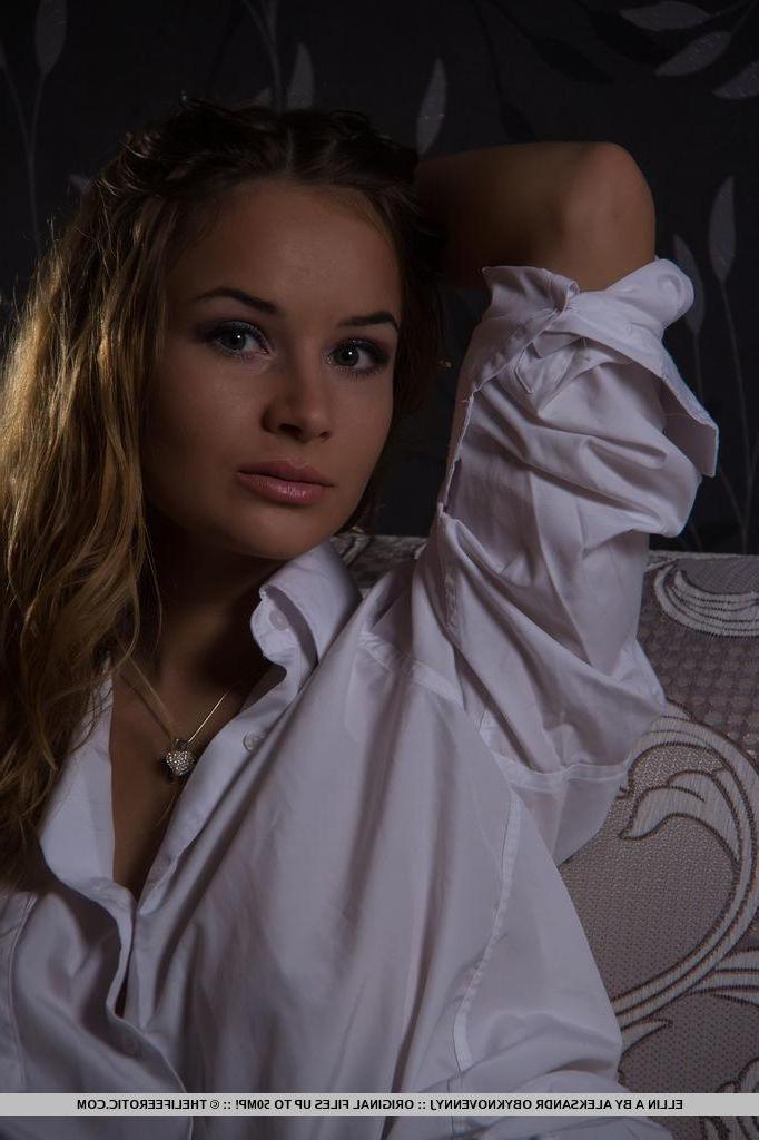 16P Busty blonde beauty Ellin A shows her big natural breasts while fondling her wet pussy