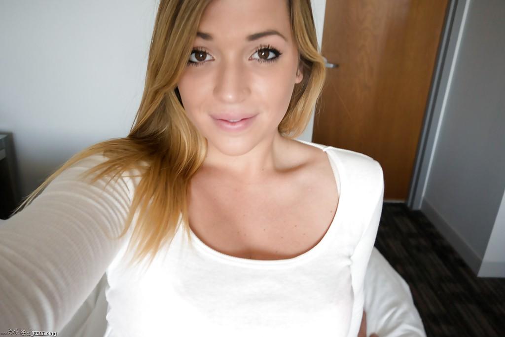 13P Teen chick Jenna Ashley baring her large natural tits on bed