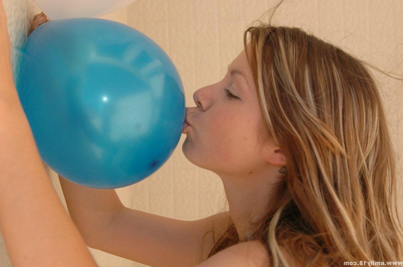 15P Sweet emily playing with a blue balloon