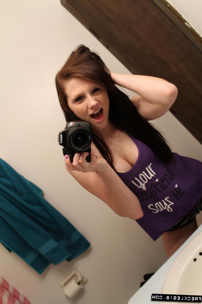 12P Brunette amateur Freckles 18 takes sexy pics of herself just for you
