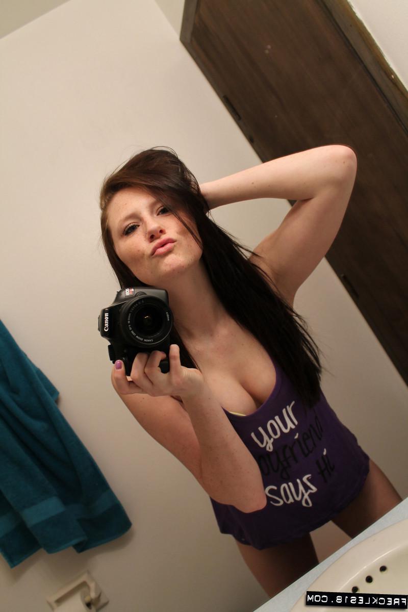 12P Brunette amateur Freckles 18 takes sexy pics of herself just for you