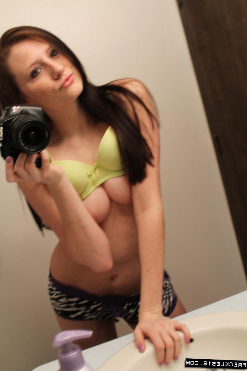 12P Brunette amateur Freckles 18 takes sexy pics of herself just for you