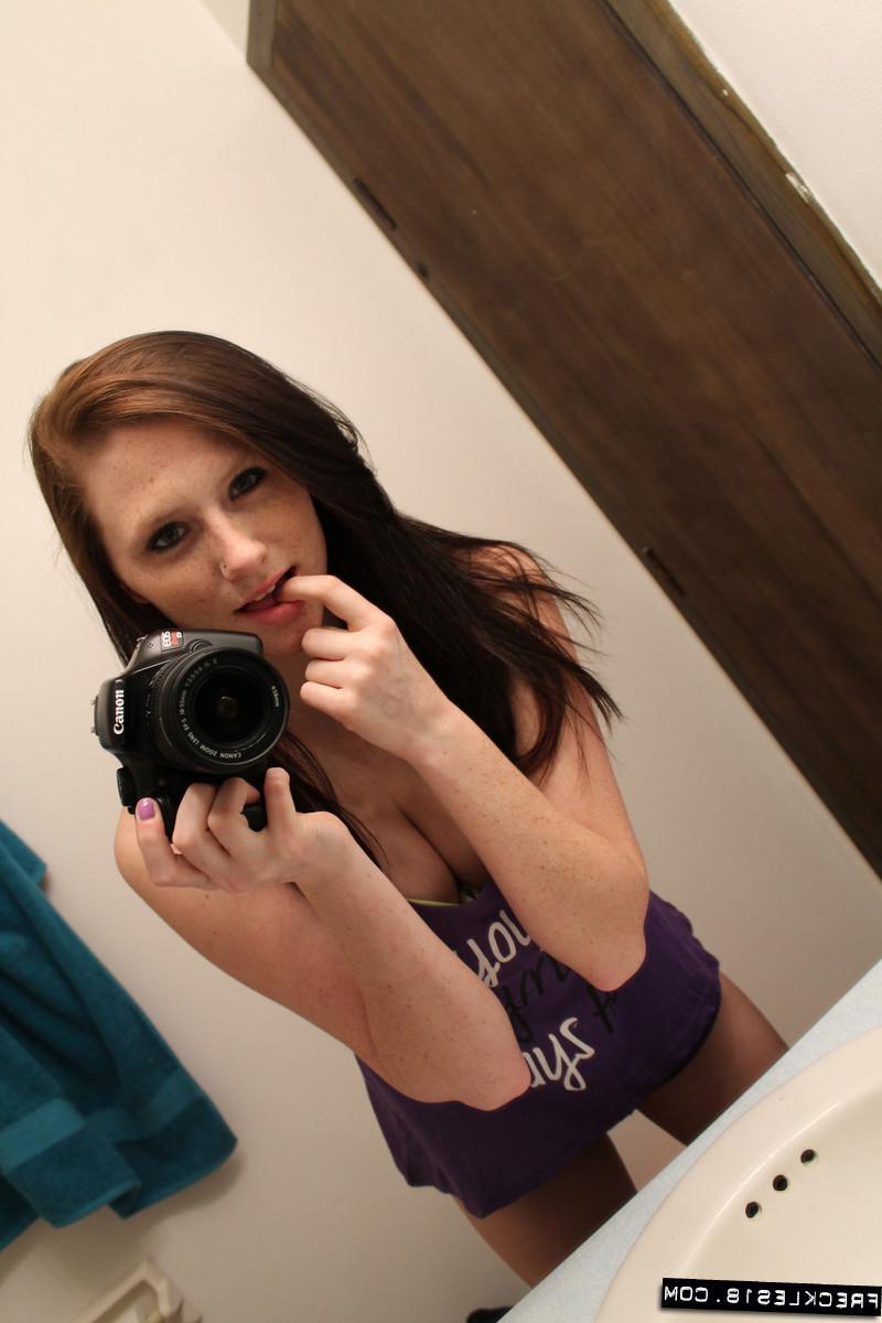 12P Brunette amateur Freckles 18 takes sexy pics of herself just for you