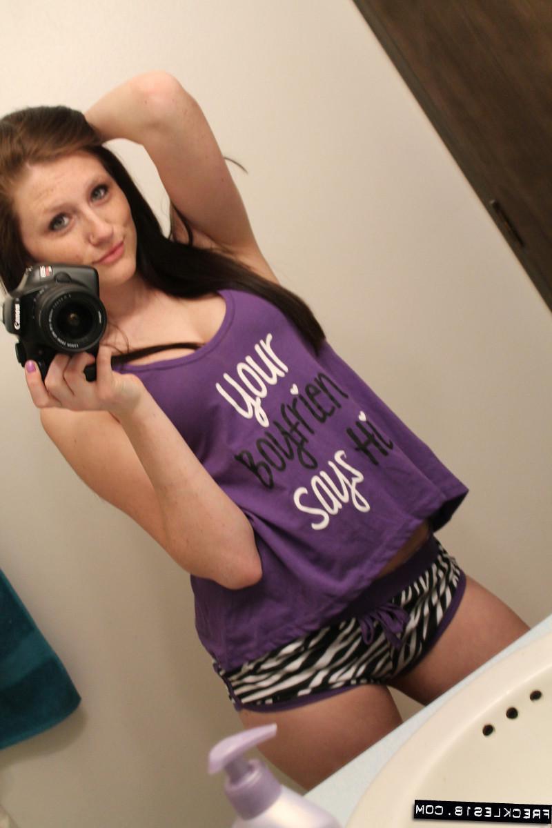 12P Brunette amateur Freckles 18 takes sexy pics of herself just for you
