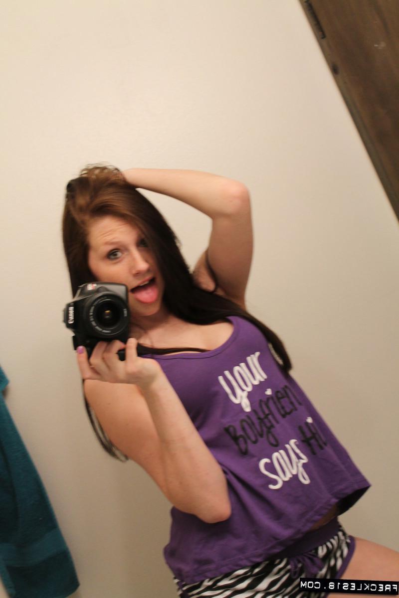 12P Brunette amateur Freckles 18 takes sexy pics of herself just for you