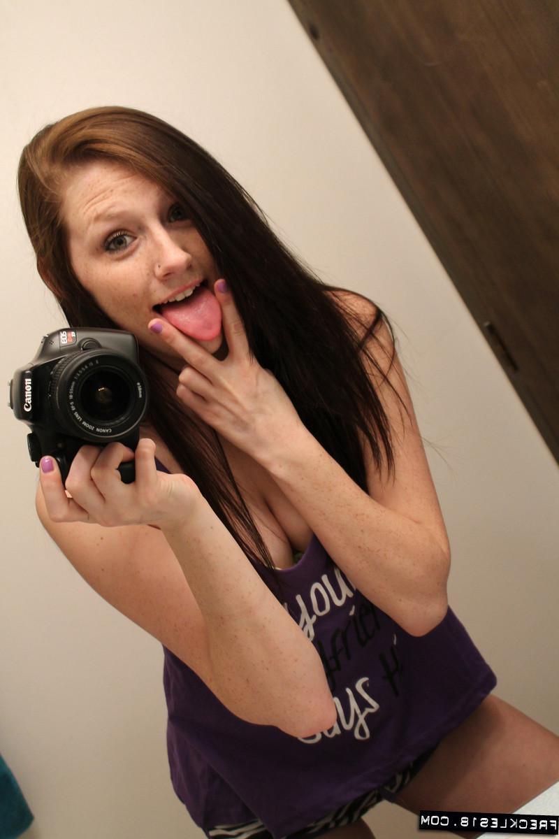 12P Brunette amateur Freckles 18 takes sexy pics of herself just for you