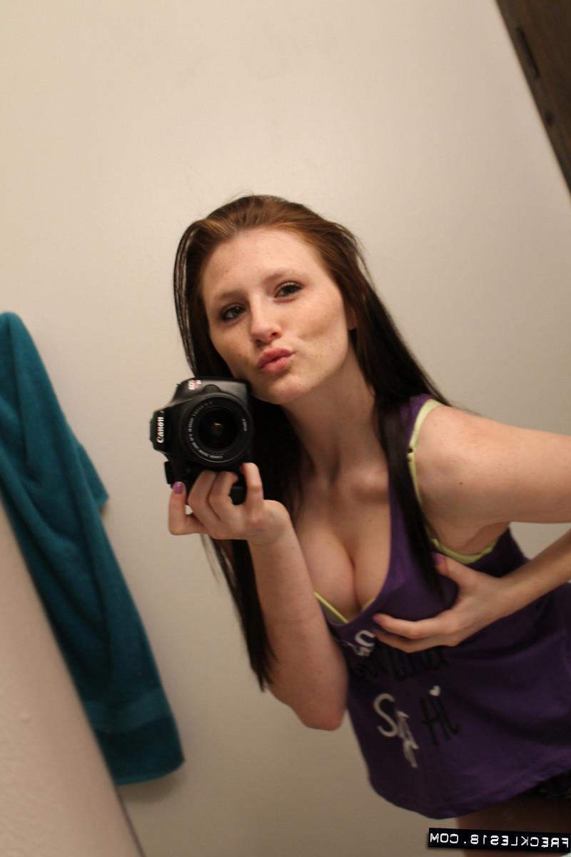 12P Brunette amateur Freckles 18 takes sexy pics of herself just for you