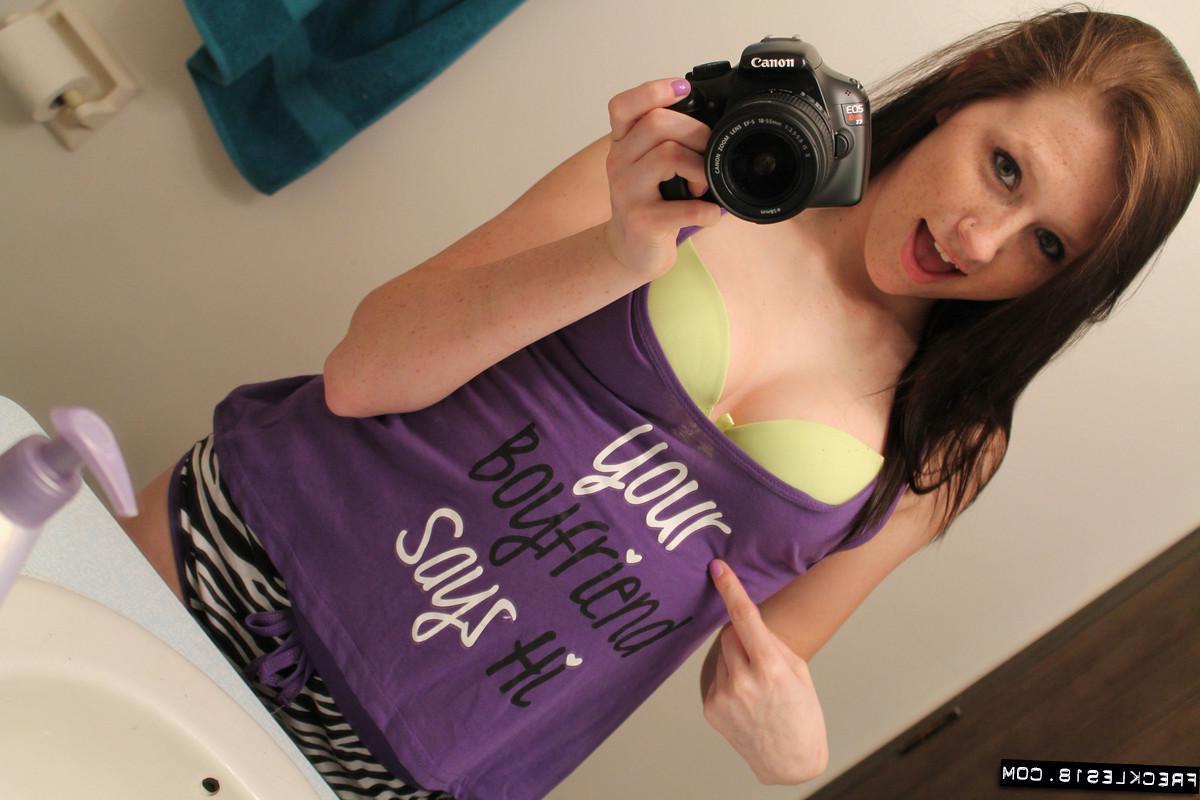 12P Brunette amateur Freckles 18 takes sexy pics of herself just for you