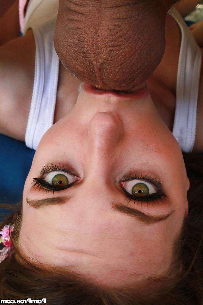 16P Kasey Chase practices her deepthroat on dildos and on a meaty dick