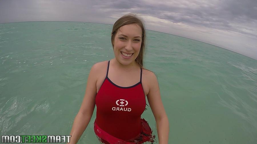 16P Teen babe Kimber Lee flashing large natural tits in the ocean