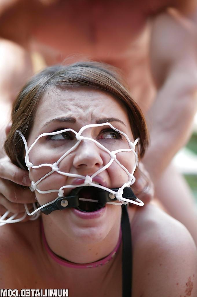 16P Teen babe Lily Carter gets her throat shut with a BDSM gag and fucked