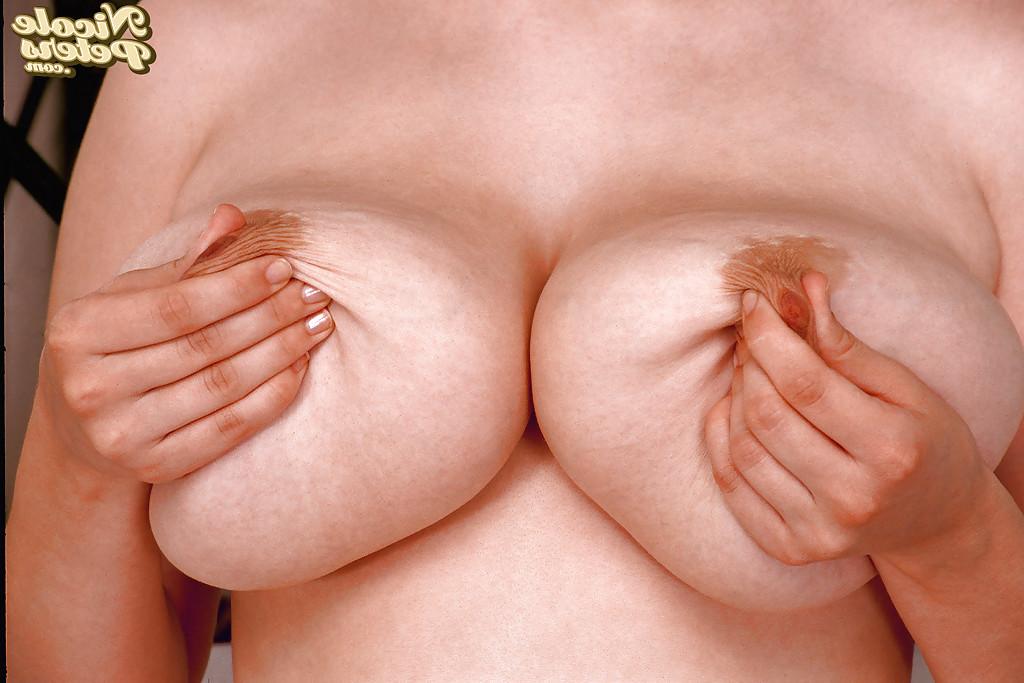 16P European first timer Nicole Peters toys hairy twat while flaunting hooters