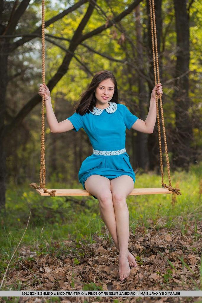18P Brunette coed Hilary C gets naked on a swing in "Porrea"