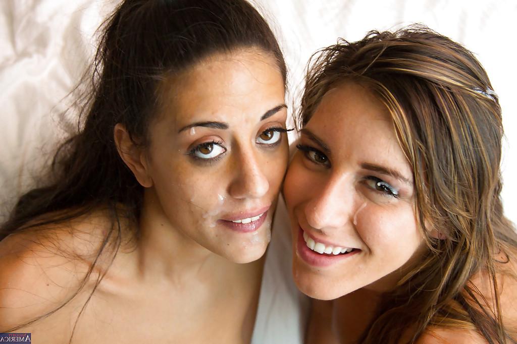 16P Lyla Storm and Rilynn Rae are giving a tasty sloppy blowjob together