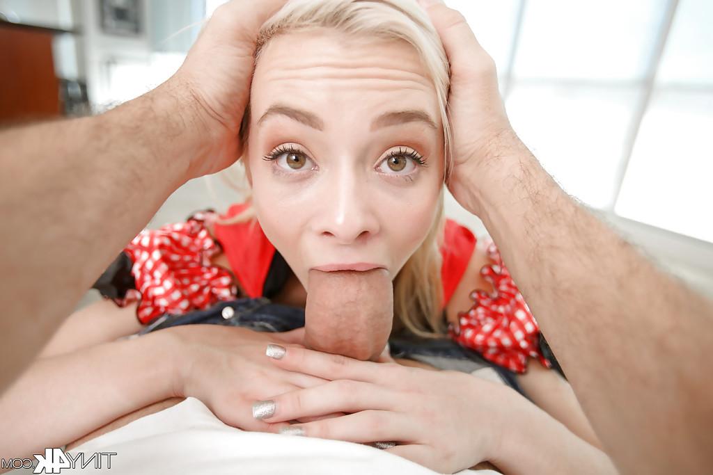 16P Beautiful blonde Maddy Rose is giving a stunning deep blowjob