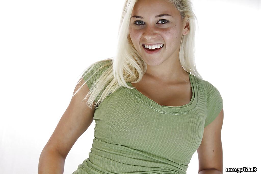 16P Beautiful blonde teen with big boobies is taking off her hard nipples