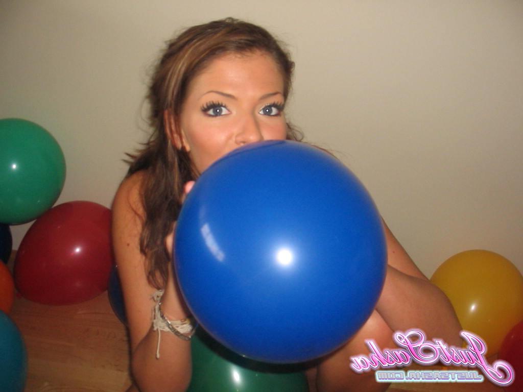 20P Pictures of teen cutie Just Sasha playing with balloons