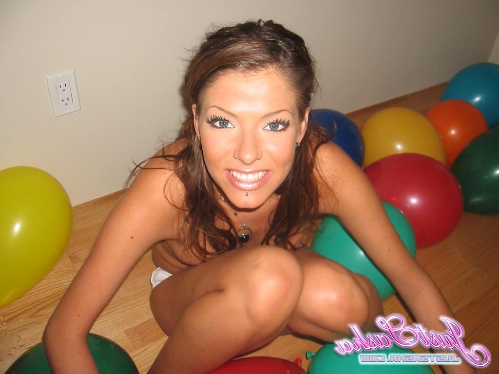20P Pictures of teen cutie Just Sasha playing with balloons