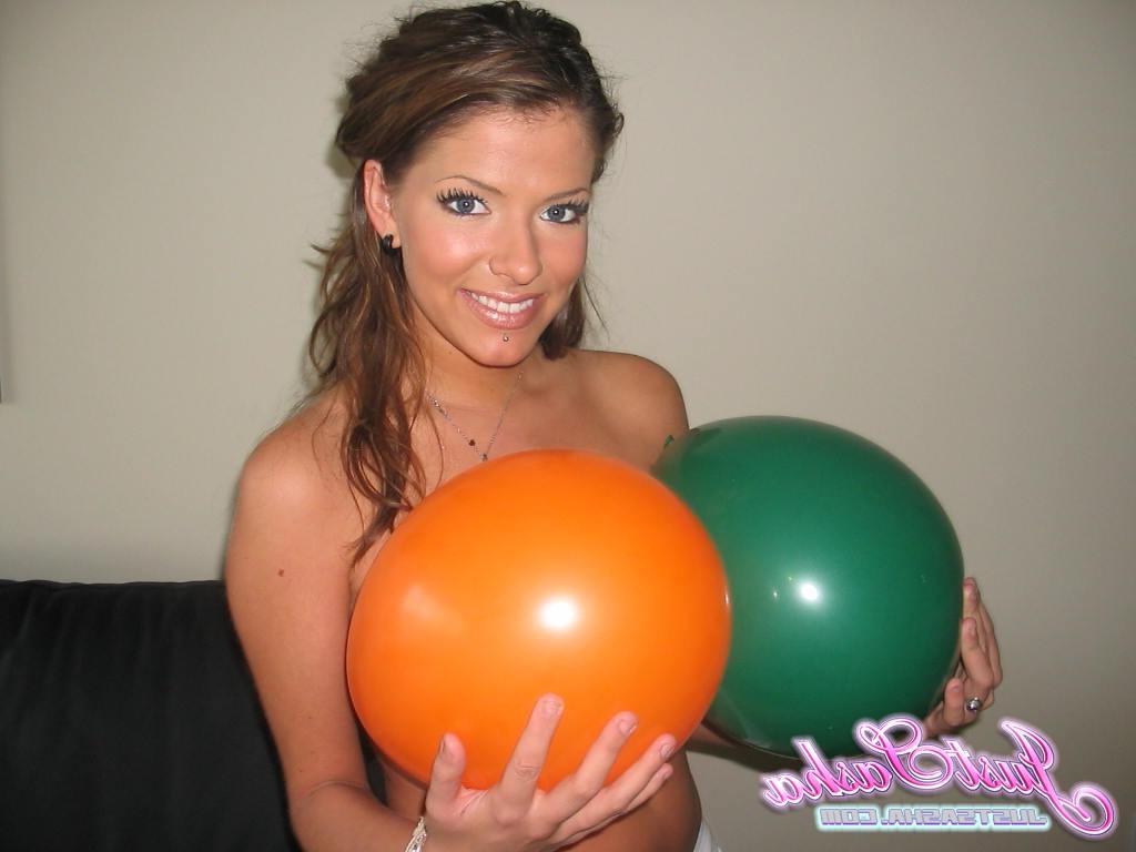 20P Pictures of teen cutie Just Sasha playing with balloons
