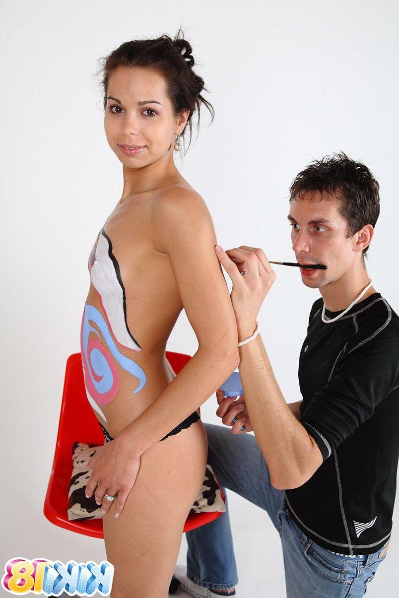 15P Pictures of Kiki 18 getting covered in latex paint