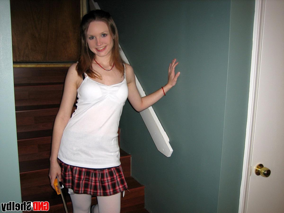 12P Hot schoolgirl Shelby isnt shy as she strips out of her innocent uniform