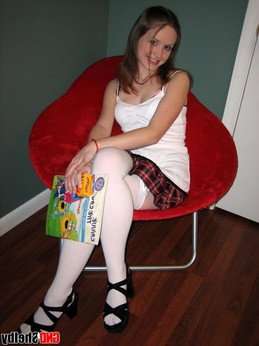 12P Hot schoolgirl Shelby isnt shy as she strips out of her innocent uniform
