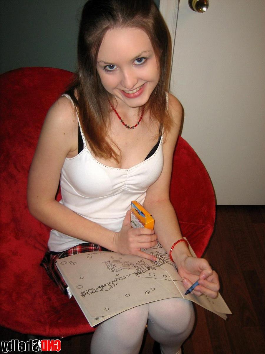 12P Hot schoolgirl Shelby isnt shy as she strips out of her innocent uniform