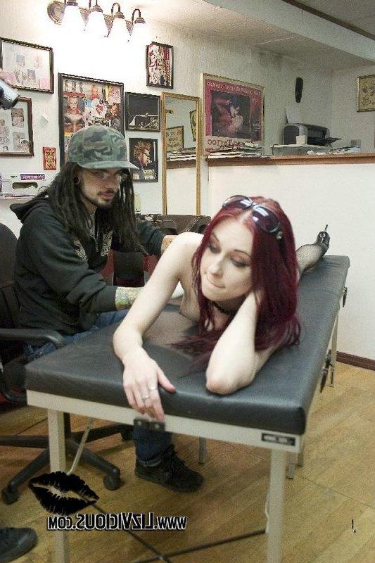 19P Liz Vicious gets a new tattoo topless