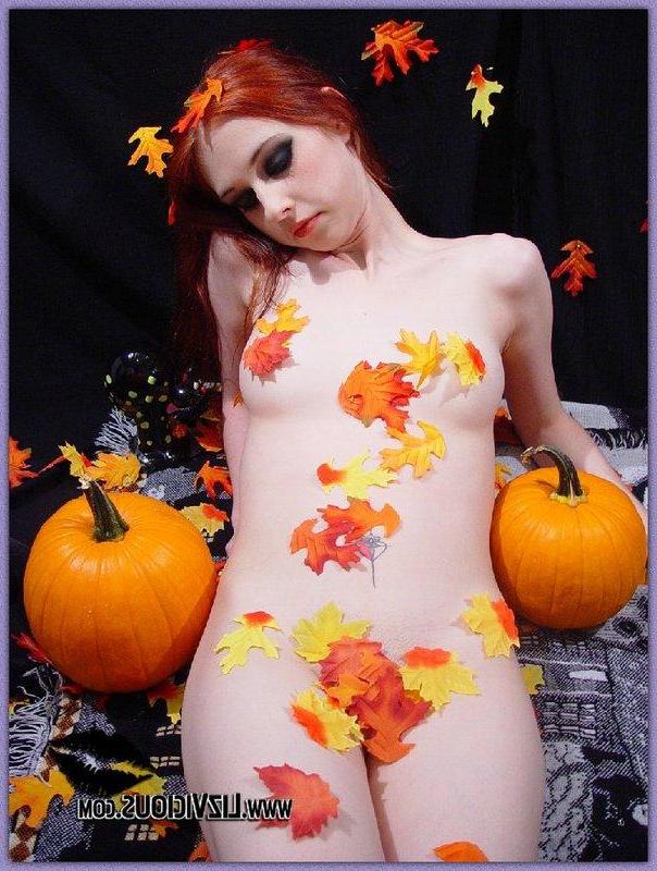 16P Liz covered in fall leaves