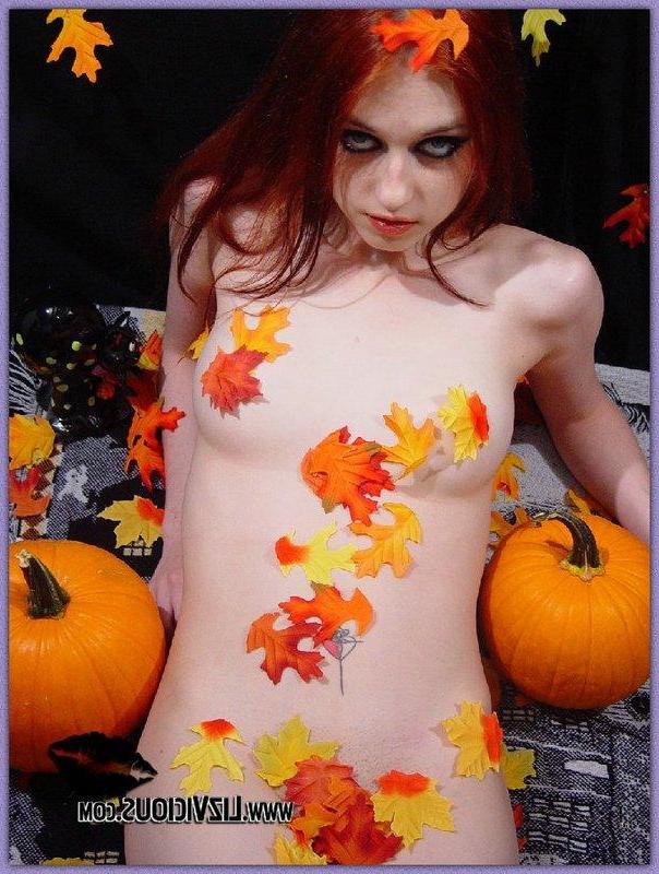 16P Liz covered in fall leaves