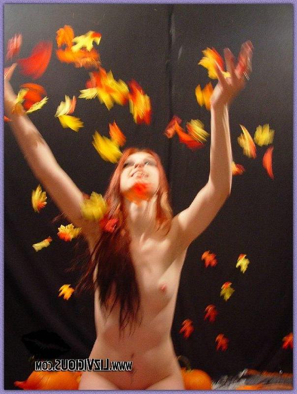 16P Liz covered in fall leaves
